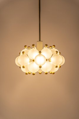 Large Frosted Glass and Brass Chandelier from Kinkeldey, Germany, 1970s-UGR-1151931