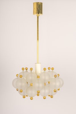 Large Frosted Glass and Brass Chandelier from Kinkeldey, Germany, 1970s-UGR-1151931