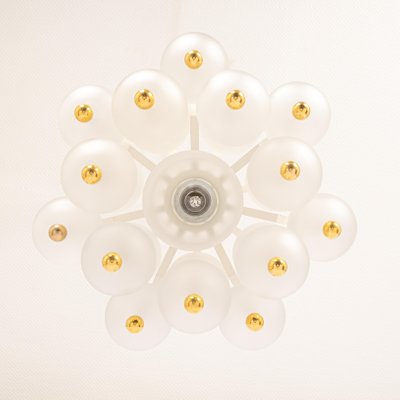 Large Frosted Glass and Brass Chandelier from Kinkeldey, Germany, 1970s-UGR-1151931