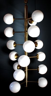 Large German Brass and Opaline Glass Chandelier, 1970s-VLZ-711840