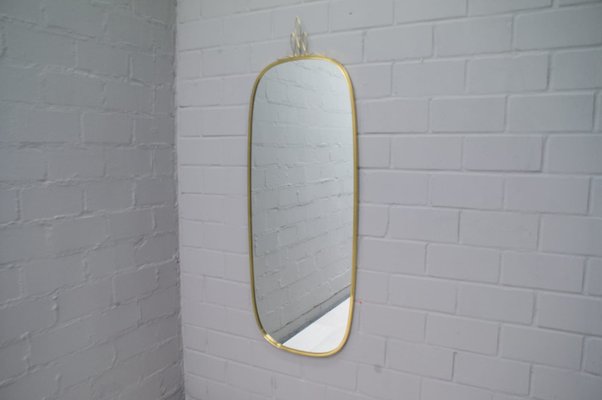 Large German Brass Wall Mirrors from Gebrüder Schöninger, Munich, 1950s, Set of 2-KQB-1279826