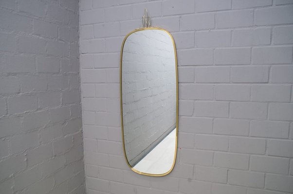 Large German Brass Wall Mirrors from Gebrüder Schöninger, Munich, 1950s, Set of 2-KQB-1279826