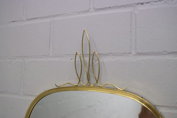 Large German Brass Wall Mirrors from Gebrüder Schöninger, Munich, 1950s, Set of 2-KQB-1279826