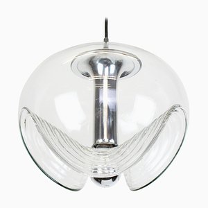 Large German Clear Glass Pendant Light by Koch & Lowy for Peill & Putzler, 1970-UGR-1086085