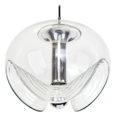 Large German Clear Glass Pendant Light by Koch & Lowy, Peill & Putzler, 1970-UGR-1085477