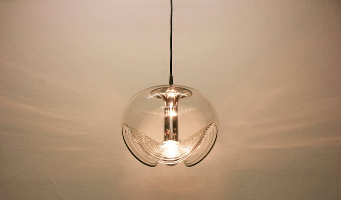 Large German Clear Glass Pendant Light by Koch & Lowy, Peill & Putzler, 1970-UGR-1085477