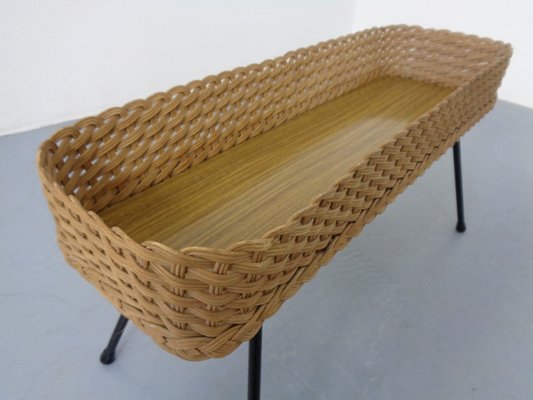 Large German Flower Planter in Rattan and Steel, 1950s-RDW-2033254