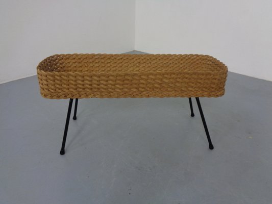 Large German Flower Planter in Rattan and Steel, 1950s-RDW-2033254