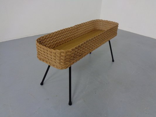 Large German Flower Planter in Rattan and Steel, 1950s-RDW-2033254