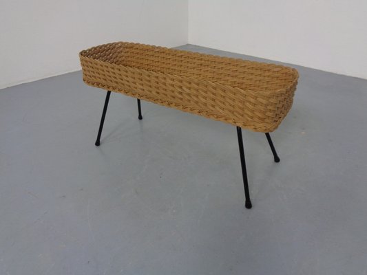 Large German Flower Planter in Rattan and Steel, 1950s-RDW-2033254