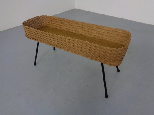 Large German Flower Planter in Rattan and Steel, 1950s-RDW-2033254