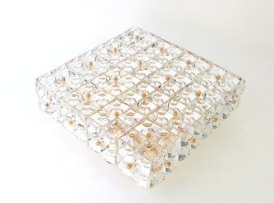 Large German Flush Mount Faceted Crystal Light Fixture by Kinkeldey, 1970s-UGR-1086032