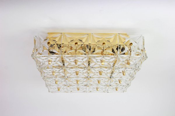 Large German Flush Mount Faceted Crystal Light Fixture by Kinkeldey, 1970s-UGR-1086036