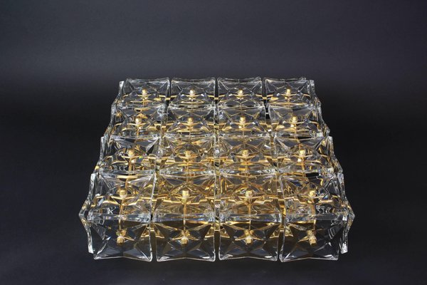 Large German Flush Mount Faceted Crystal Light Fixture by Kinkeldey, 1970s-UGR-1086036