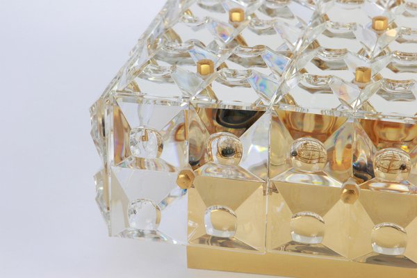 Large German Flush Mount Faceted Crystal Light Fixture by Kinkeldey, 1970s-UGR-1086032