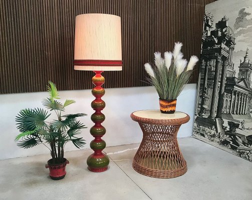 Large German Glazed Ceramic Floor Lamp from Kaiser Idell / Kaiser Leuchten, 1960s-JP-736096