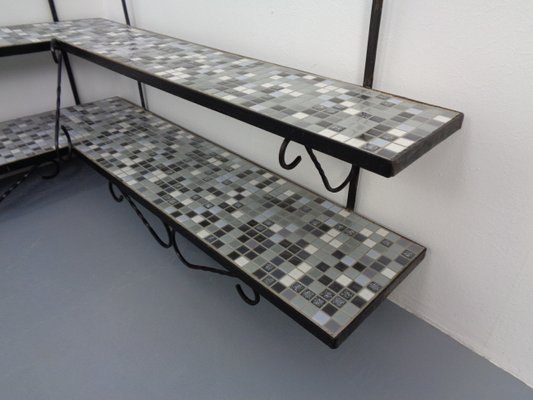 Large German Iron & Mosaic Ceramic Flower Bench, 1960s-RDW-1447299