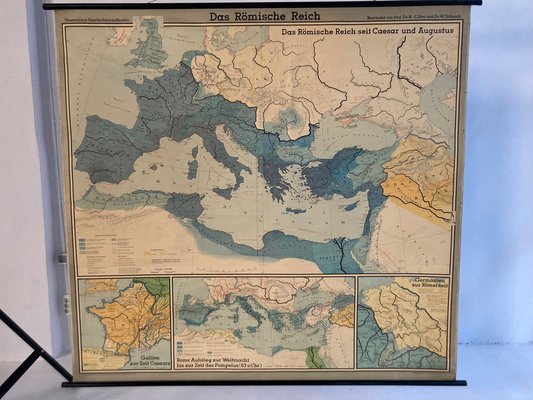 Large German Linen School Map of the Roman Empire, 1960s-QVY-1771252