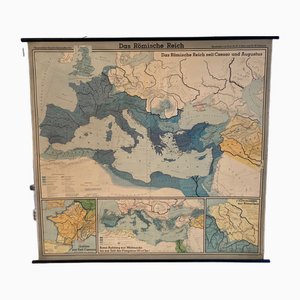 Large German Linen School Map of the Roman Empire, 1960s-QVY-1771252