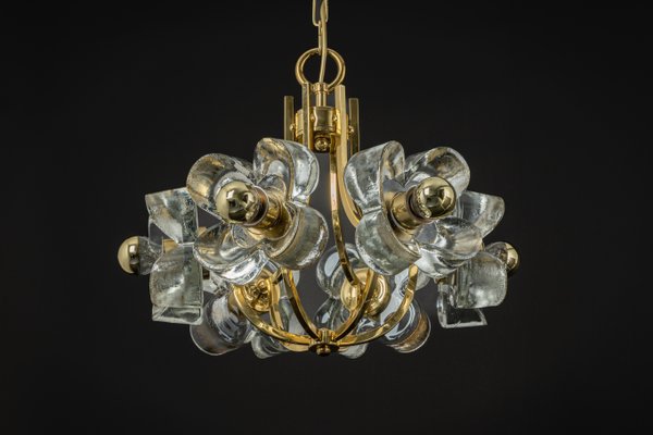 Large German Pendant in Brass and Crystal Glass from Sische, 1970s-UGR-1319232