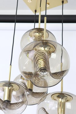 Large German Smoked Glass Cascade Chandelier from Peill & Putzler, 1970s-UGR-1086092