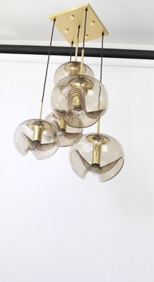 Large German Smoked Glass Cascade Chandelier from Peill & Putzler, 1970s-UGR-1086092