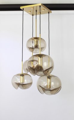 Large German Smoked Glass Cascade Chandelier from Peill & Putzler, 1970s-UGR-1086092