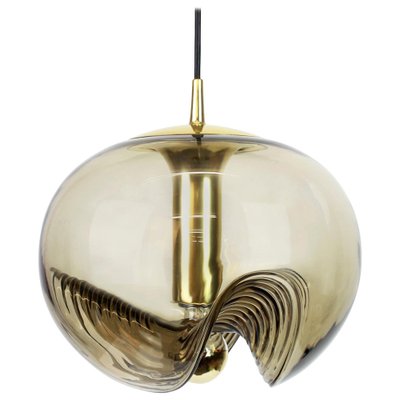 Large German Smoked Glass Pendant Light by Peill & Putzler, 1970s-UGR-1085469