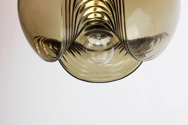 Large German Smoked Glass Pendant Light by Peill & Putzler, 1970s-UGR-1085469