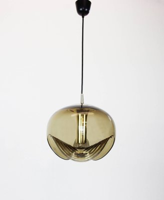 Large German Smoked Glass Pendant Light by Peill & Putzler, 1970s-UGR-1085469