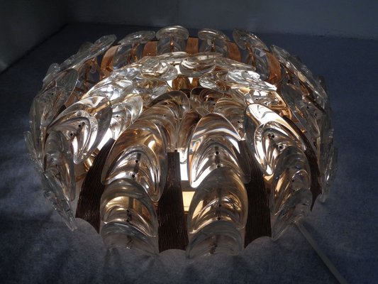 Large Gilded Brass and Crystal Glass Ceiling Lamp by Ernst Palme for Palwa, 1960s-RDW-692803