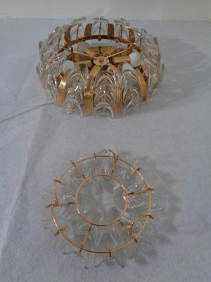 Large Gilded Brass and Crystal Glass Ceiling Lamp by Ernst Palme for Palwa, 1960s-RDW-692803