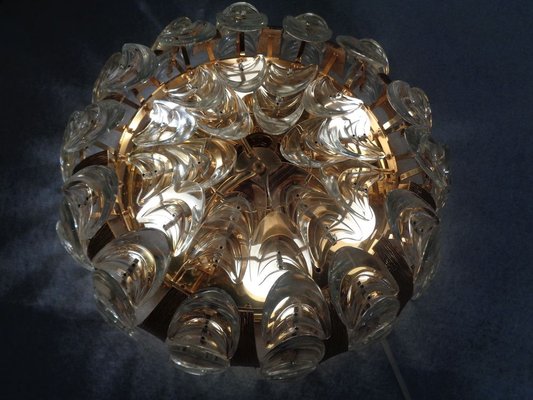 Large Gilded Brass and Crystal Glass Ceiling Lamp by Ernst Palme for Palwa, 1960s-RDW-692803