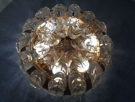 Large Gilded Brass and Crystal Glass Ceiling Lamp by Ernst Palme for Palwa, 1960s-RDW-692803