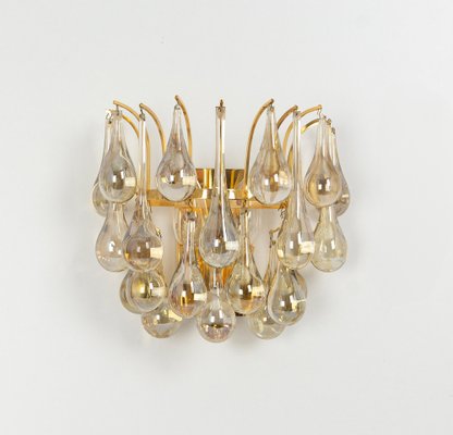 Large Gilded Brass and Crystal Sconces attributed to C. Palme, Germany, 1970s, Set of 2-UGR-1817208