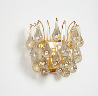 Large Gilded Brass and Crystal Sconces attributed to C. Palme, Germany, 1970s, Set of 2-UGR-1817208