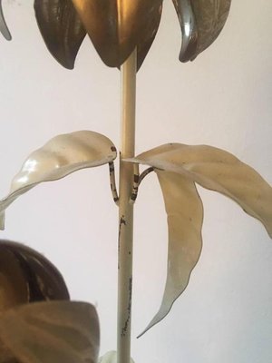 Large Gilded Flower Floor Lamp, 1960s-1970s-LL-1348280