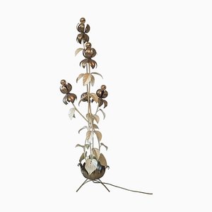 Large Gilded Flower Floor Lamp, 1960s-1970s-LL-1348280