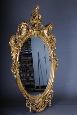 Large Gilded Wall Mirror in Style of F. Linke, Paris-FLW-1401770