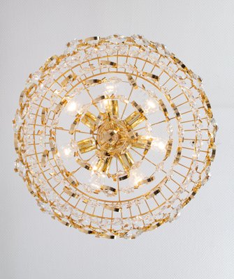 Large Gilt Brass and Crystal Chandelier attributed to Palwa, Germany, 1970s-UGR-1735709