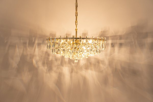 Large Gilt Brass and Crystal Chandelier from Palwa, Germany, 1970s-UGR-1325518