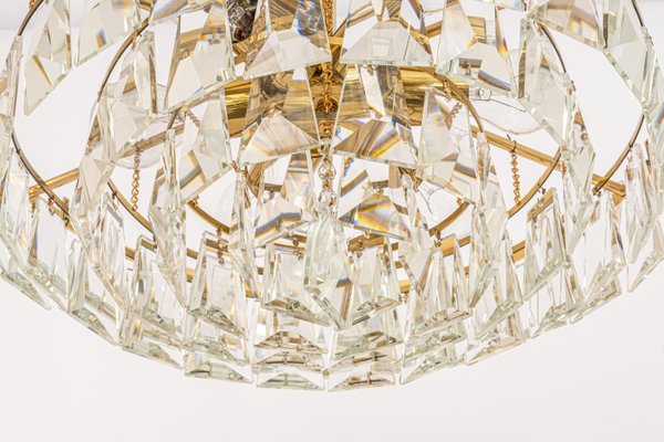 Large Gilt Brass and Crystal Chandelier from Palwa, Germany, 1970s-UGR-1325518