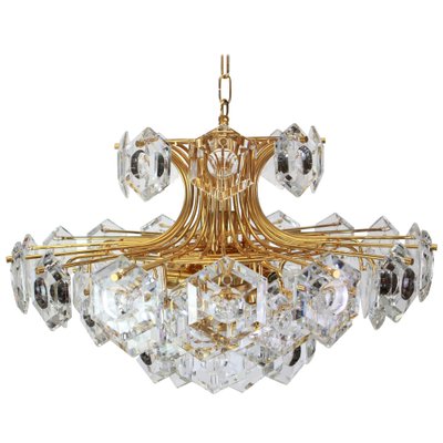 Large Gilt Brass and Crystal Glass Chandelier from Kinkeldey, Germany, 1960s-UGR-1085725