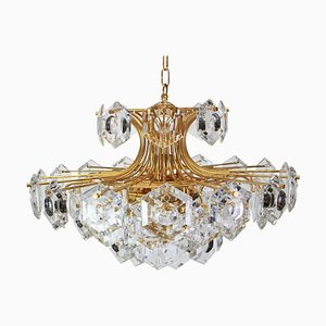 Large Gilt Brass and Crystal Glass Chandelier from Kinkeldey, Germany, 1960s-UGR-1085725