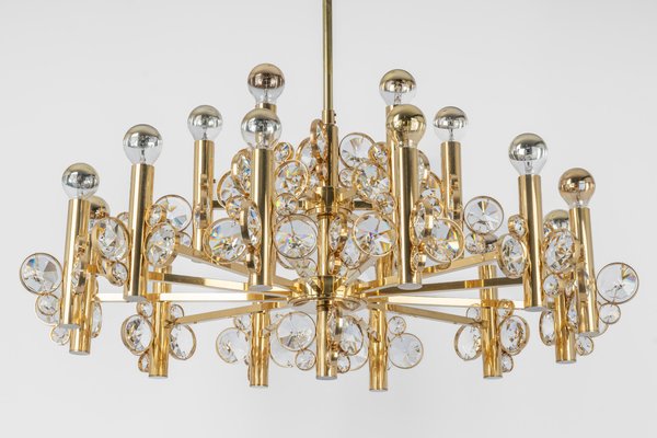 Large Gilt Brass Chandelier attributed to Palwa for Sciolari, Germany, 1970s-UGR-1446853