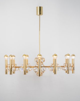 Large Gilt Brass Chandelier attributed to Palwa for Sciolari, Germany, 1970s-UGR-1446849