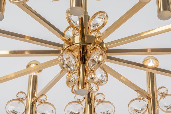 Large Gilt Brass Chandelier attributed to Palwa for Sciolari, Germany, 1970s-UGR-1446849