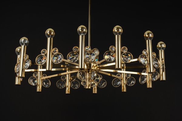 Large Gilt Brass Chandelier attributed to Palwa for Sciolari, Germany, 1970s-UGR-1446849