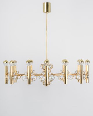 Large Gilt Brass Chandelier attributed to Palwa for Sciolari, Germany, 1970s-UGR-1446849