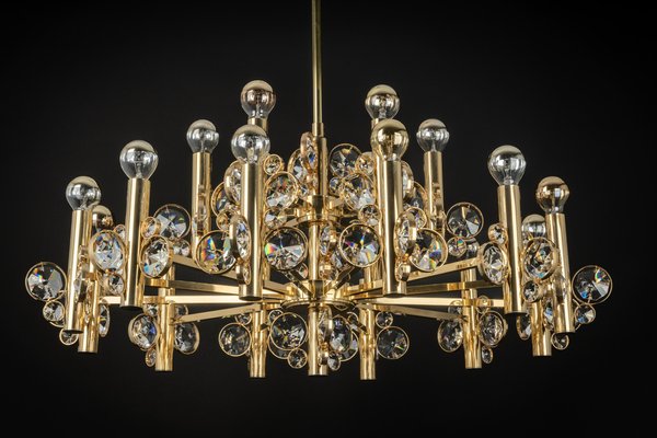 Large Gilt Brass Chandelier attributed to Palwa for Sciolari, Germany, 1970s-UGR-1446853